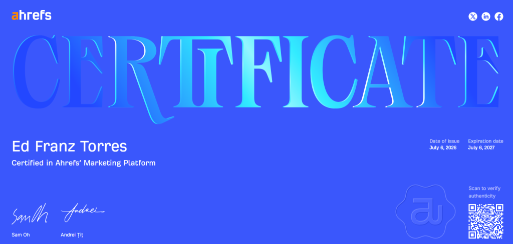 ahrefs cert